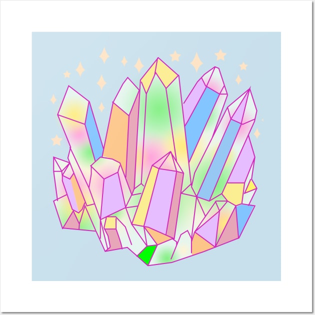 Pastel Goth Crystal Cluster Kawaii Witch Wall Art by LunaElizabeth